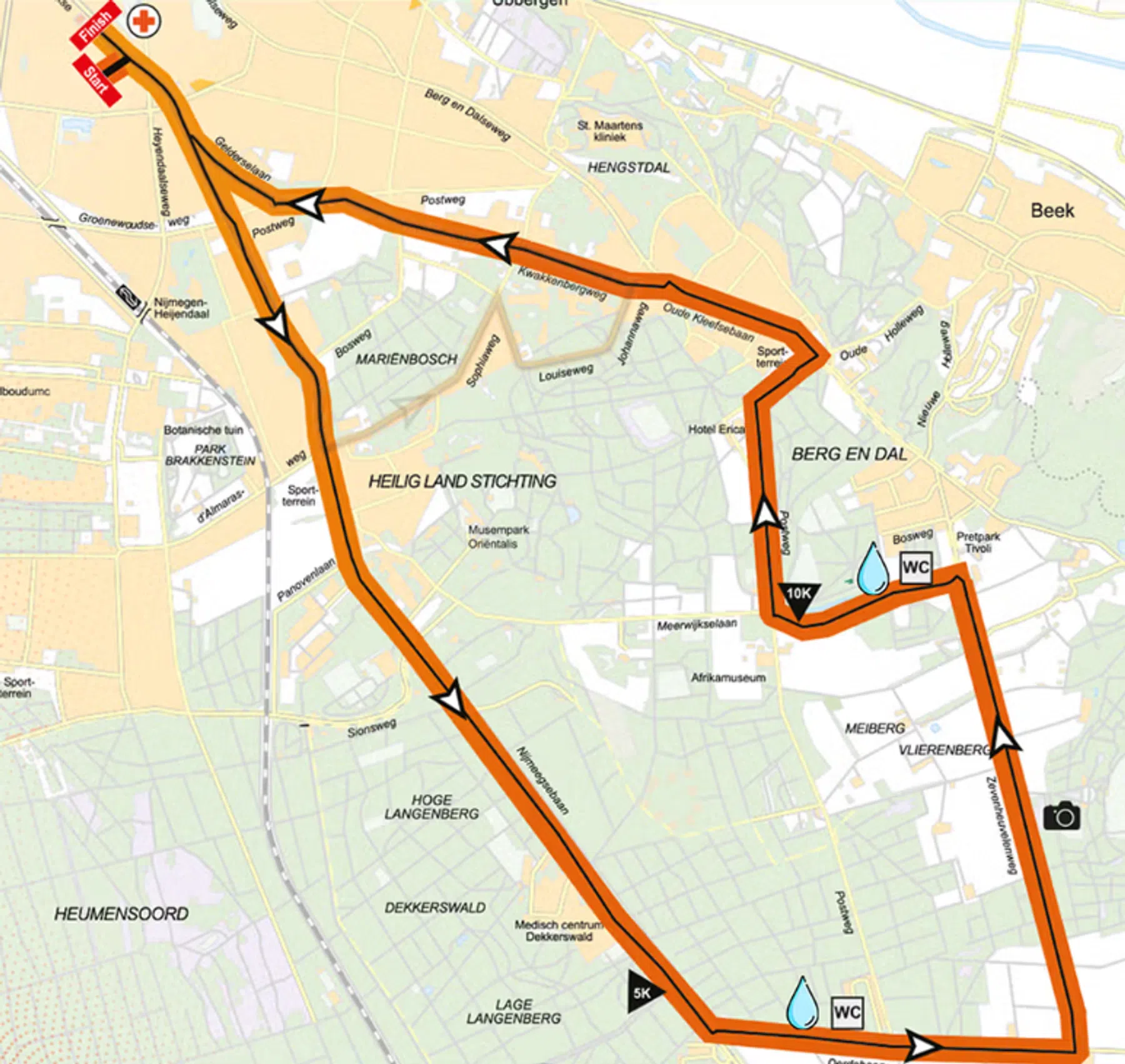 Het parcours van de NN Zevenheuvelenloop